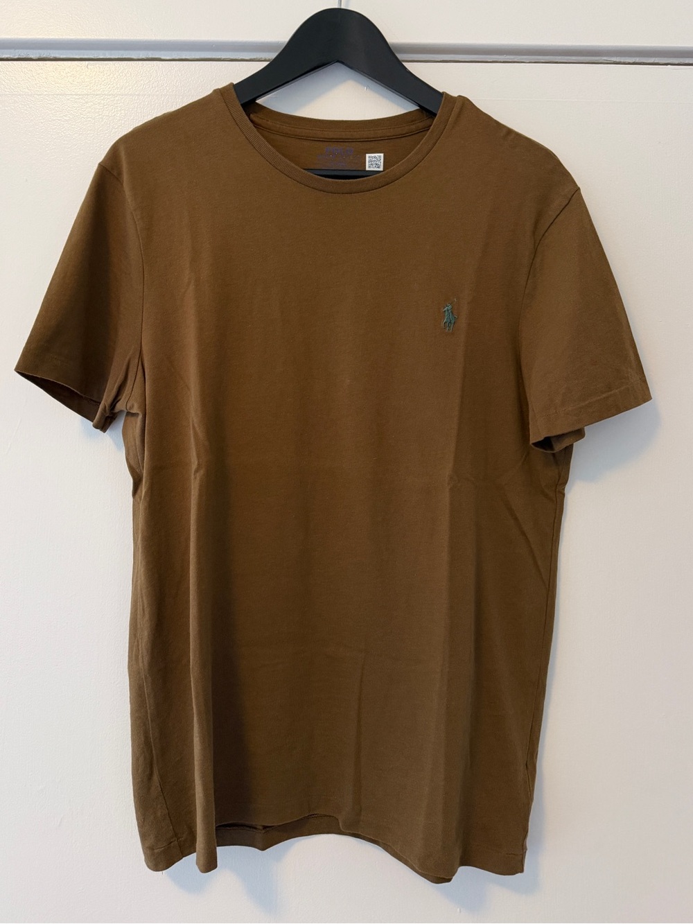 Polo by Ralph Lauren Brown Short-Sleeve Crew Tee Green Polo Logo - Mens Medium